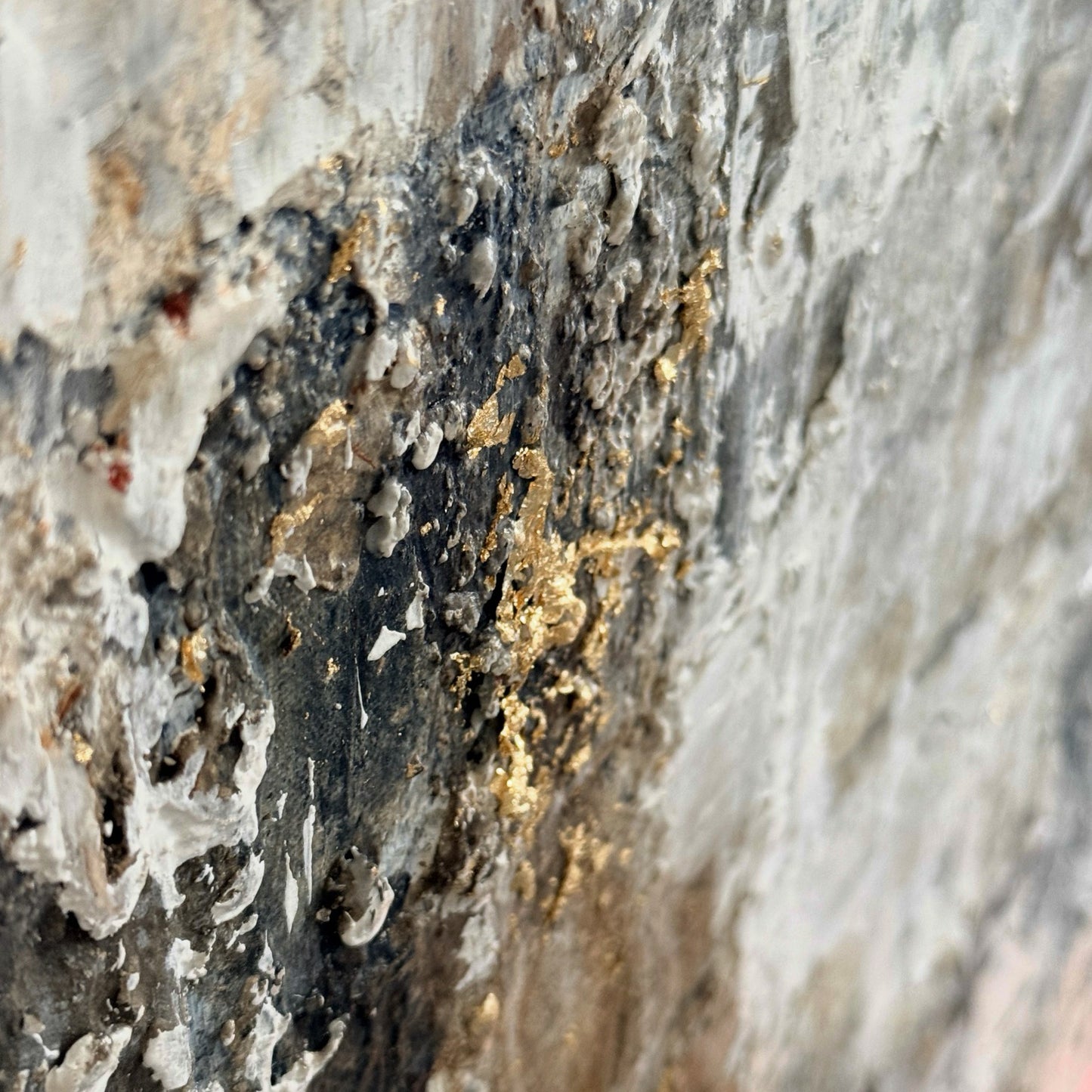 Close-up of a rock surface with mineral deposits
