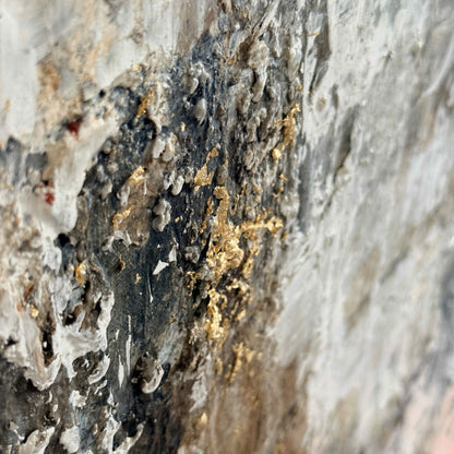 Close-up of a rock surface with mineral deposits