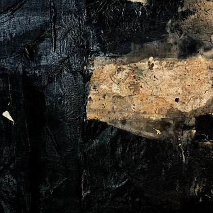 Abstract art with textured black and brown elements